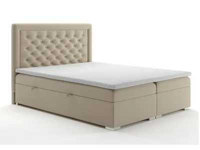 Obrázek produktu pro MOB, Manželská postel Boxspring 160 cm - Gllamy (béžová) (s úložným prostorem)