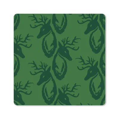 Produktbild von MuchoWow® Mauspad Mousepad Muster - Grün - Hirsche 20x20 cm - Mousepads - Maus Mat - Pad - Mausunterlage - Desk Mat - Bureauartikeln