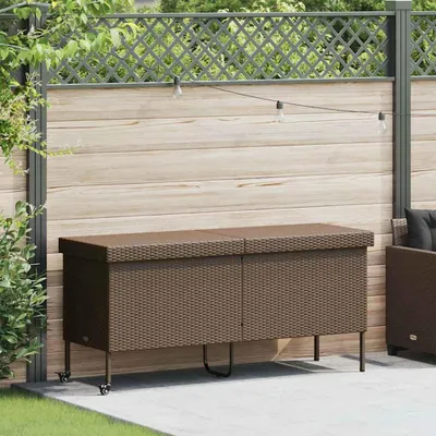 Obrázek produktu pro vidaXL Zahradní truhla na kolečkách hnědá 160x55x75 cm Polyratanový ratan