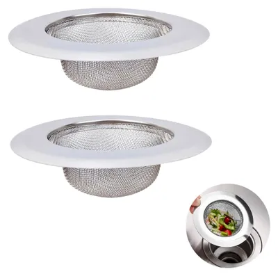 Produktbild von 2er Set 11,5 cm Edelstahl Abflusssieb - Verstopfungsschutz für Küchenspülen und Waschbecken - Robustes und leicht zu reinigendes Abflusssieb