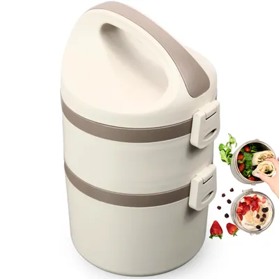 Produktbild von FRADABOX® Bento Lunchbox „Blair“, 2 Etagen, Premium Edelstahl Dose isoliert mit Fächern, Meal Prep Bento Box, Brot Joghurt und Salat, Brotdose groß