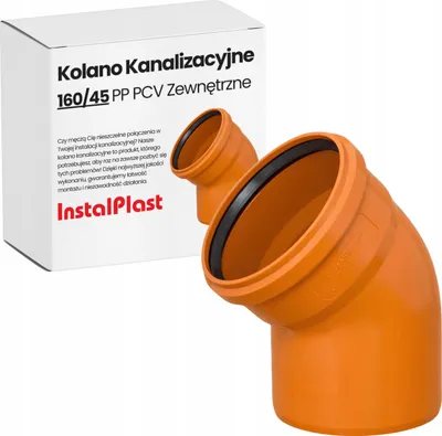 Zdjęcie produktu dla Instalplast Kolano Kanalizacyjne 160mm/45° PP | Zewnętrzne Pomarańczowe