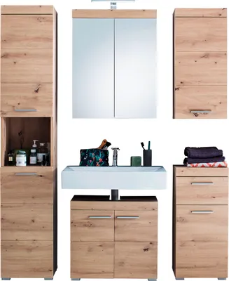 Produktbild von trendteam Bad 5-teilige Kombination Amanda Asteiche Melamin/Asteiche Tiefgezogen 163 x 190 x 34 cm