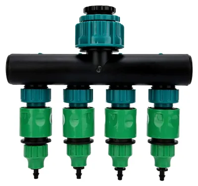 Produktbild von 4-Wege-Gartenschlauchverteiler DN20 DN25 FNPT mit 1/4-Zoll-Schnellanschluss