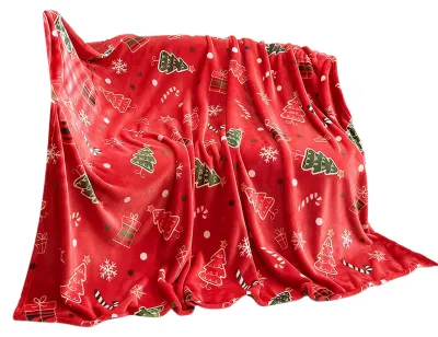 Produktbild von Weihnachtsdecke aus Flanell, warme, flauschige Kuscheldecke fürs Bett, Sofa oder Couch