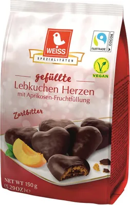 Image de Weiss Gebäck Lebkuchen Herzen Zartbitter 27941 gefüllt 150g
