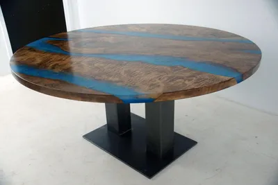 Produktbild von Runder Esstisch River Table Echtes Holz Flusstisch 150cm Tische Epoxidharz Neu