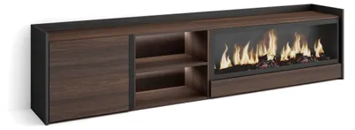 Produktbild von TV-Möbel Holzeffekt eiche schwarz 212x35x50cm Kamin mit Feuereffekt