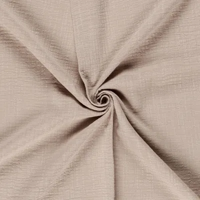Musselin Slub Double Gauze Stoff ab 1m Leinenoptik uni Meterware beige