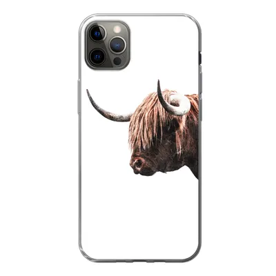 Produktbild von MuchoWow® Handyhülle Schutzhülle Hülle für iPhone 13 Pro Max Schottischer Highlander - Hoorn - Porträt Silikon Softcase Handy Hülle - Mobiltelefon