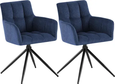 Produktbild von 2er Set Esszimmerstuhl DEBAS - Stoff Dunkelblau 59x59x87 cm | Essstühle Esszimmerstühle Küchenstühle Wohnzimmerstühle