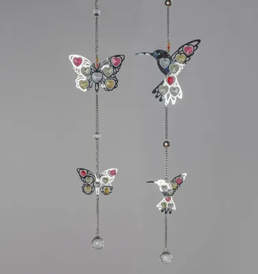 Produktbild von Formano Fensterdeko Hängedeko Set – Vogel & Schmetterling Suncatcher aus Metall