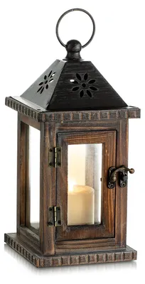 Holz-Kerzenlaterne Vintage 25 cm – rustikale Deko