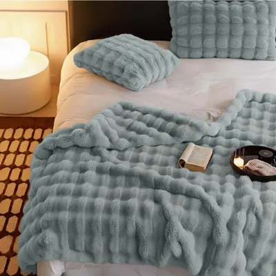 Überwurf-Decke 127 X 203 Cm – Weicher Plüsch, Flanell-Optik, Mit Palmen & Sonnenuntergangs-Muster