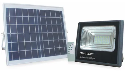 Image de V-TAC Projecteur solaire à LED VT-40 avec télécommande, 16 W, 1050 lm, 4000 K, noir