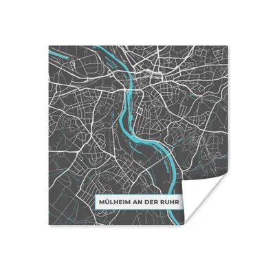 Produktbild von MuchoWow® Poster Stadtplan - Karte von Deutschland - Blau - Mülheim an der Ruhr - Karte 100x100 cm - Babyzimmer