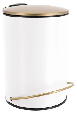 Produktbild von Metall-Abfalleimer mit goldenem Deckel und Fallbremse, 3 l, weiß