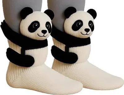 Obrázek produktu pro ASKSA 3D pletené ponožky se zvířaty Zvířecí ponožky Zimní teplé Hug Cosy ponožky Ženy Muži Vánoční ponožky, Panda