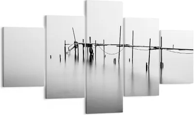 Produktbild von Bild auf Leinwand - Leinwandbild - Meer Brücke Wasser - 125x70cm - Wand Bild - Wanddeko - Leinwanddruck - Bilder - Kunstdruck - Wanddekoration - Leinwand bilder - Wandkunst - EA125x70-3727
