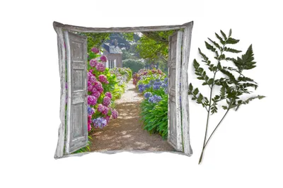 Produktbild von MuchoWow® Zierkissen Sofakissen Wohnzimmer Dekokissen 45x45 cm Durchblick - Hortensie - Blumen - Schlafpolster - Polster für das Sofa