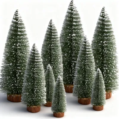 Produktbild von Mini-Dekoration Tannenbaum Set, 9-teilig, 10/15/20 cm, mit Schneeeffekt für Weihnachtsdeko
