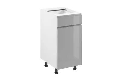 Produktbild von Unterschrank 40 cm ohne Arbeitsplatte Küchenschrank mit Schubladen, Aspen D40S1 Grau/Hochglanz