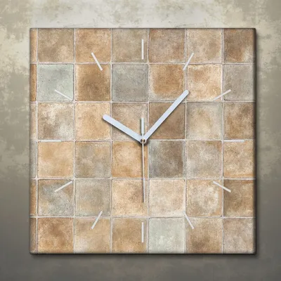 Produktbild von Wohnzimmer Leinwand Uhr Geräuschlos Küche 30x30 Kacheln, Abstrakt, Motive, weiße Zeiger