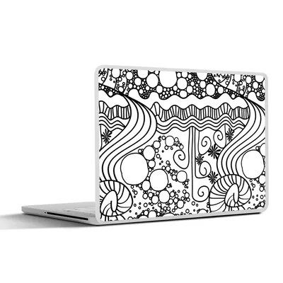 Produktbild von MuchoWow® Laptop Aufkleber Sticker Cover Muster - Abstrakt - Linienkunst - Schwarz und Weiß 31x22.5 cm - Laptop-Deko