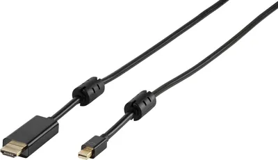 Produktbild von ViVanco™DisplayPort-Mini 1,8 m langes Mini-DisplayPort/HDMI-Kabel Schwarz, 1,8 m, Mini DisplayPort, HDMI, Männlich, Männlich, Gerade