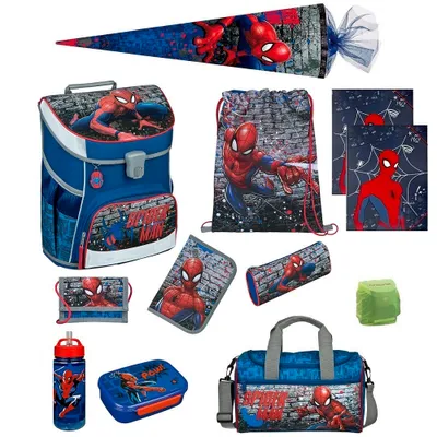 Produktbild von Spiderman Schulranzen Set 12tlg. Scooli Campus Fit Ranzen 1. Klasse mit Sporttasche Schultüte Marvel Held Komplett-Paket