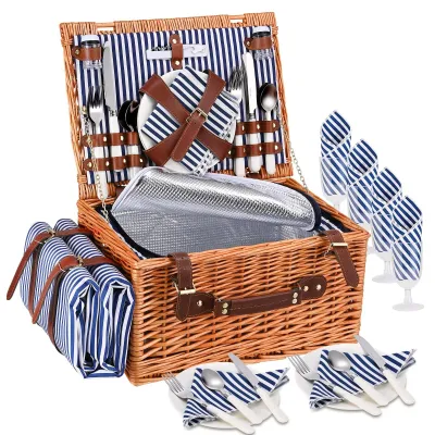 Image de Solidchoice - Panier de pique-nique pour 4 personnes avec fermetures en cuir