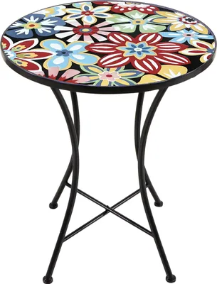 Produktbild von AXI Amélie Bistrotisch, Mosaiklook, Fiesta Flower | Bistrot-Gartenmöbel, Mosaik-Bistrotisch für Garten/Balkon/Terrasse | Gartentisch 60 x 60 x 75 cm