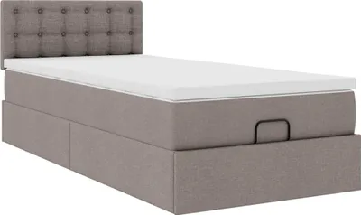 Produktbild von Ottoman-Bett mit Matratze Taupe 80x200 cm Stoff