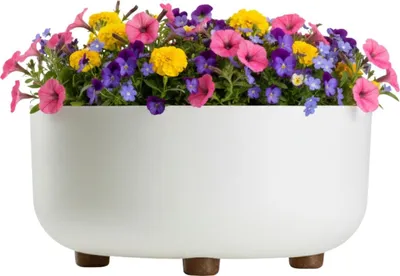 Produktbild von HowHomely | Pflanzkübel - Blumentopf - creme - 14 x 29 cm - mit Füßen - aus Recyclingmaterial - Pflanzgefäß