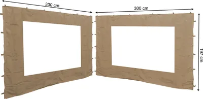 Produktbild von 2 Seitenteile mit PE Fenster 300x197cm für Pavillon 3x3m Seitenwand Sand