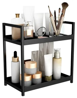 Immagine prodotto di Organizer da piano di lavoro - Scaffale a 2 ripiani - Modello indipendente - Ferro - Per bagno e cucina - Non pieghevole - Nero
