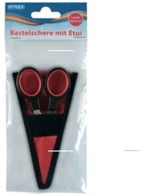 Produktbild von STYLEX Bastelschere - 13 cm - abgerundete Spitze - im Etui - farbig sortiert
