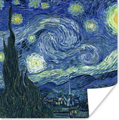Produktbild von MuchoWow® Poster Sternennacht - Gemälde - Alte Meister - Vincent van Gogh 30x30 cm - Wandposter - Printing
