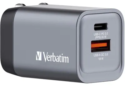 Produktbild von Verbatim GNC-35 GaN Charger 34W 1xUSB-C PD, 1xUSB-A QC 3.0 32200