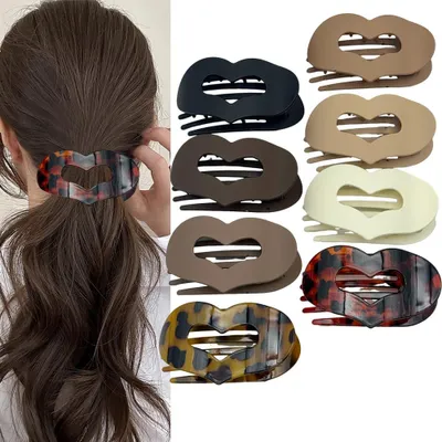 Produktbild von SDFWGG 8 Stück Flache Haarspangen Damen Elegant Herz Matte Rutschfester Haarklammer für Dickes und Dünnes Haar