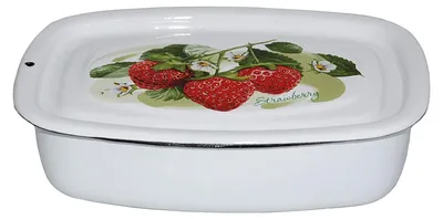 Produktbild von Emaille Dose Schüssel Behälter Oval mit Deckel 1 Liter emailliert für Sülze Holodez Cholodez Aspik Холодец