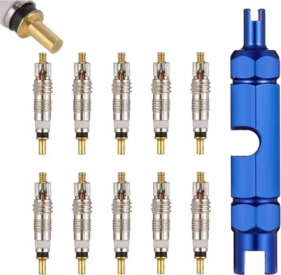 Produktbild von 11 Stück Fahrradventil Adapter Französisches Ventil Sclaverandventil Ersatz für Presta Ventileinsatz Ventilkappen Fahrrad Ventil Adapter mit Ventileinsatzentfernungswerkzeug zur Fahrradreparatur