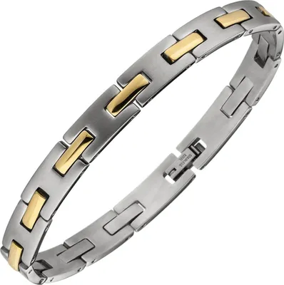 Produktbild von Armband Armreif aus Edelstahl bicolor teilmattiert Armschmuck 21cm schlicht flach