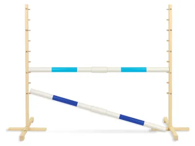 Produktbild von Sprunghindernis für Hobby Horse, 160 cm, Höhe 120 cm, zwei Balken – hellblau und dunkelblau