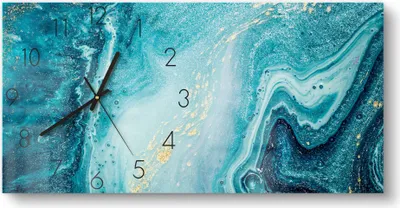 Produktbild von DEQORI Glasuhr 60x30 cm Zahlen 'Meer aus Marmor' Wanduhr Glas Uhr Design leise