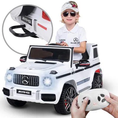 Produktbild von Actionbikes Motors Mercedes AMG G63 | Kinder Elektro Auto - Kinderauto - Kinderfahrzeug - Fernbedienung - Startsound - 3-6 km/h - ab 3 Jahre (Weiß)