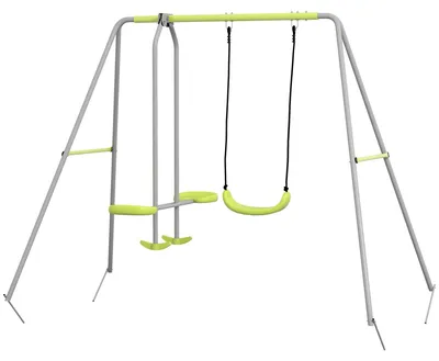 Obrázek produktu pro Zahradní houpačka pro 2 osoby – typ "Hollywood", s protilehlými sedadly – rozměry 255 x 160 x 180 cm – maximální nosnost 135 kg – barva: zelená/šedá