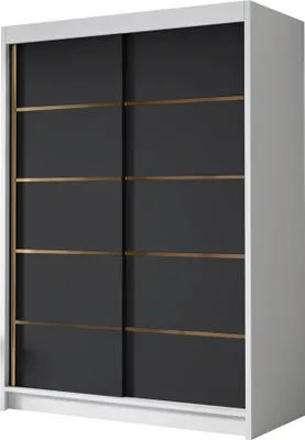Produktbild von MIRJAN24 Schiebetürenschrank Lungo IV, Kleiderschrank mit Kleiderstange, mit zwei Schwebetüren, Garderobe (Farbe: Weiß / Schwarz)