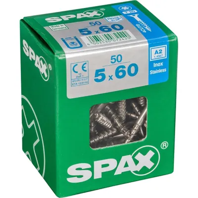 Immagine prodotto di Set di 50 viti SPAX in acciaio inox testa svasata torx, Diam.5 mm x L.60 mm