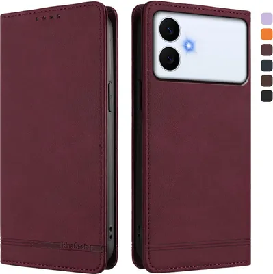 Obrázek produktu pro Pouzdro pro Samsung Galaxy S26 Edge, retroPolyuretankožené flip pouzdro s stojánkem a přihrádkami na karty Červený